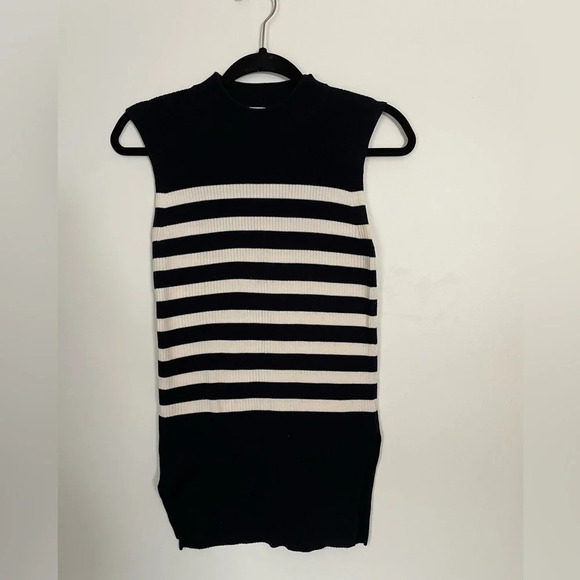 Everlane - The Breton Striped Sleeveless Turtleneck Ribbed Shirt Sweater Tank - Picture 3 of 8